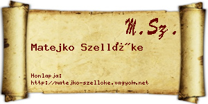 Matejko Szellőke névjegykártya